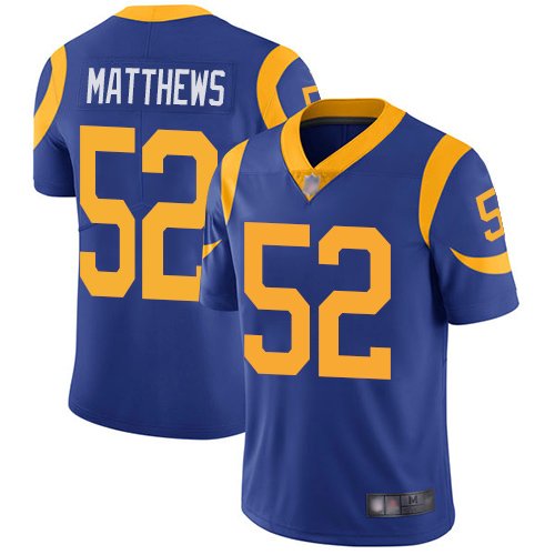 Nike Rams #52 Clay Matthews Royal Blue Alternate Stitched NFL Vapor Untouchable Limited Jersey - LAR515