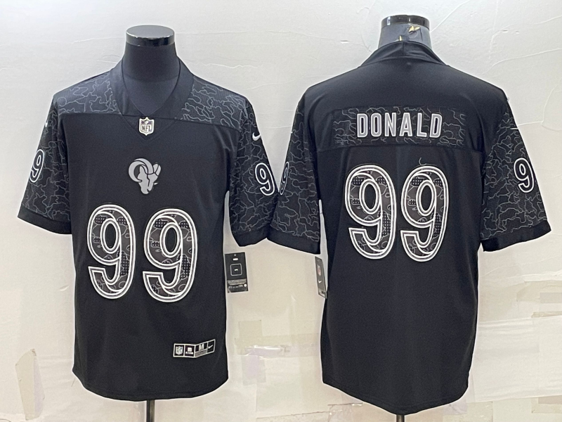 Black Los Angeles Rams #99 Aaron Donald Reflective Limited Stitched Football Jersey - LAR549