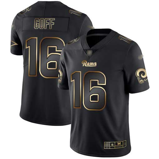 Nike Rams #16 Jared Goff Black/Gold Stitched NFL Vapor Untouchable Limited Jersey - LAR347