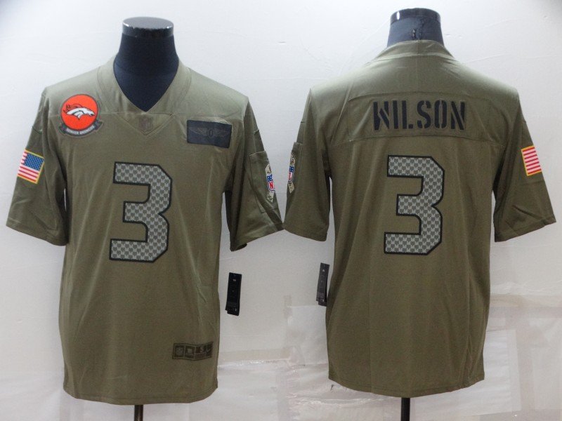 Olive/Camo Denver Broncos #3 Russell Wilson  Salute To Service Limited Stitched Jersey