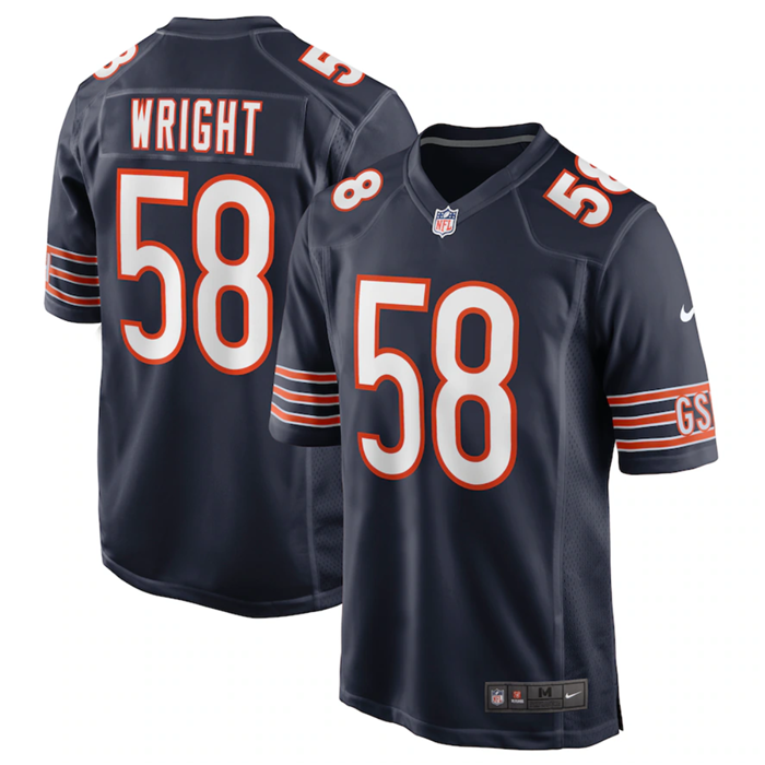 Navy Chicago Bears #58 Darnell Wright Stitched Football Game Jersey - CBJ536