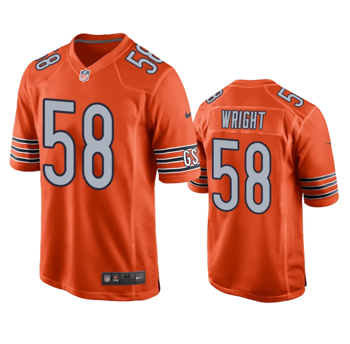 Orange Chicago Bears #58 Darnell Wright Stitched Football Game Jersey - CBJ365