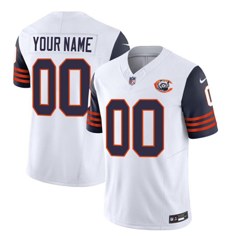 White/Navy Chicago Bears Active Player Custom 2023 F.U.S.E. Dick Butkus Patch Throwback Limited Stitched Football Jersey - CBJ538