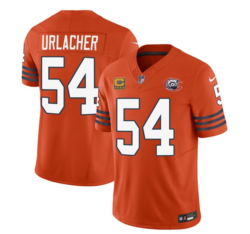 Orange Chicago Bears #54 Brian Urlacher 2023 F.U.S.E. With 4-Star C Patch Throwback Limited Stitched Football Jersey - CBJ71