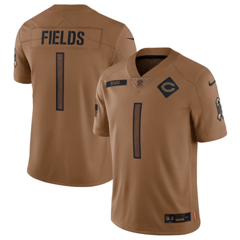Brown Chicago Bears #1 Justin Fields 2023 Salute To Service Limited Stitched Football Jersey - CBJ268