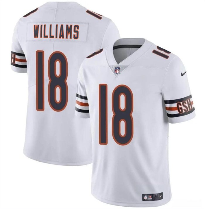 White Chicago Bears #18 Caleb Williams 2024 Draft Vapor Stitched Football Jersey - CBJ369