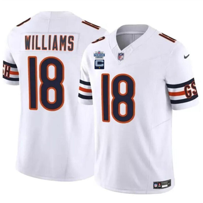 White Chicago Bears #18 Caleb Williams 2024 F.U.S.E. With Draft Patch And 1-star C Patch Vapor Stitched Football Jersey - CBJ615