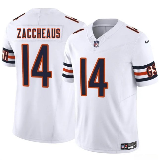 White Chicago Bears #14 Olamide Zaccheaus 2025 F.U.S.E. Vapor Stitched Football Jersey - CBJ464