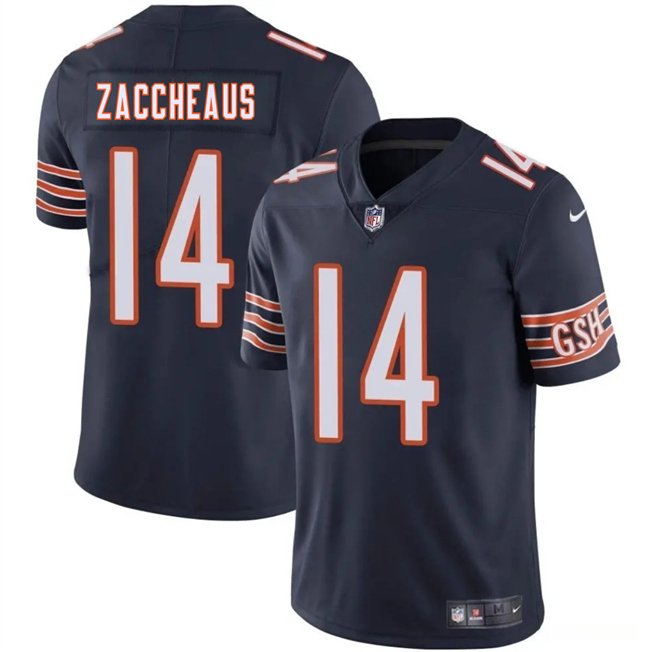 Navy Chicago Bears #14 Olamide Zaccheaus 2025 Vapor Stitched Football Jersey - CBJ631