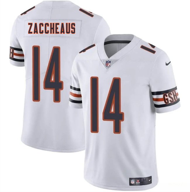 White Chicago Bears #14 Olamide Zaccheaus 2025 Vapor Stitched Football Jersey - CBJ220