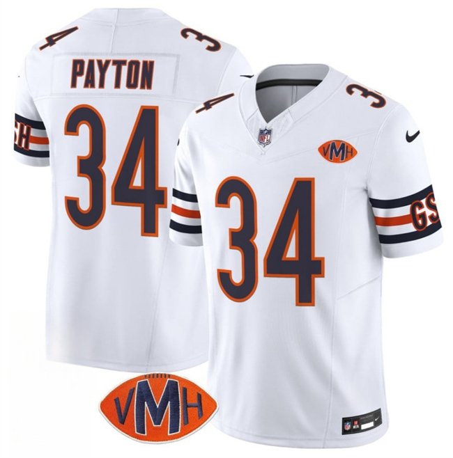White Chicago Bears #34 Walter Payton 2025 F.U.S.E. With VMH Patch Vapor Untouchable Limited Stitched Football Jersey - CBJ605
