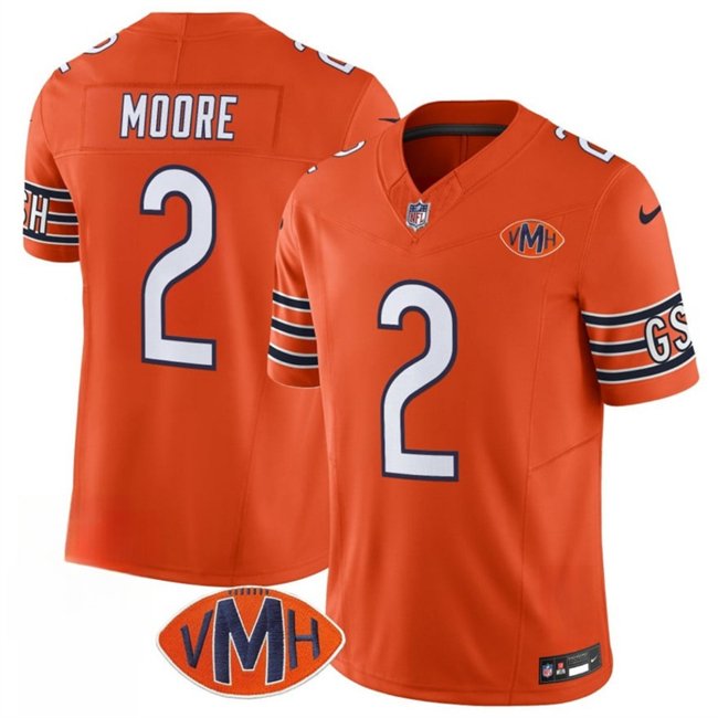 Orange Chicago Bears #2 D.J. Moore 2025 F.U.S.E. With VMH Patch Vapor Untouchable Limited Stitched Football Jersey - CBJ261