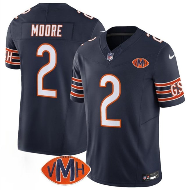 Navy Chicago Bears #2 D.J. Moore 2025 F.U.S.E. With VMH Patch Vapor Untouchable Limited Stitched Football Jersey - CBJ234