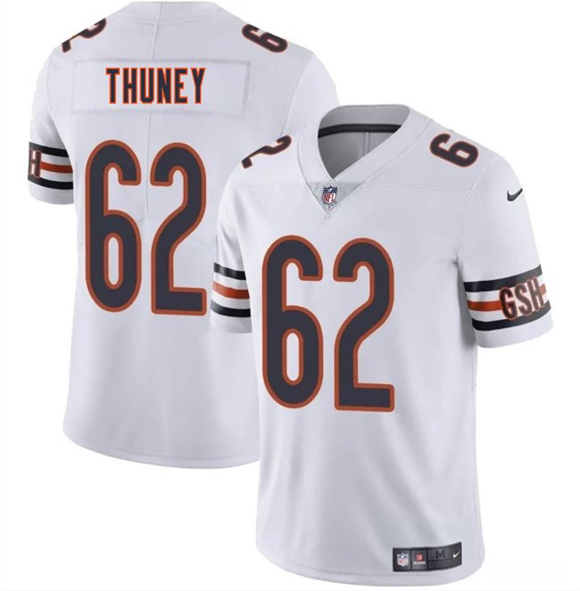 White Chicago Bears #62 Joe Thuney 2025 Vapor Stitched Football Jersey - CBJ158