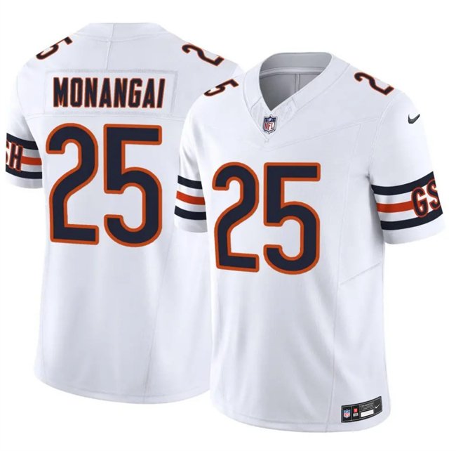 White Chicago Bears #25 Kyle Monangai 2025 F.U.S.E. Vapor Untouchable Limited Stitched Football Jersey - CBJ280