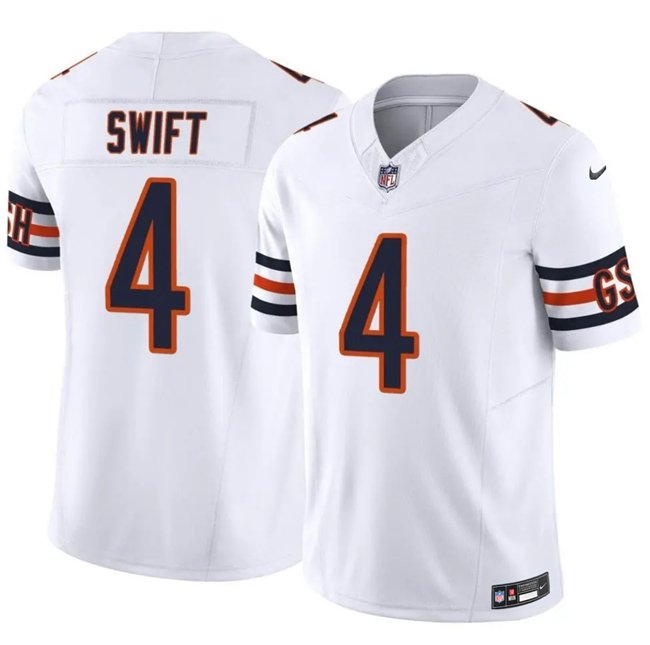 White Chicago Bears #4 D'Andre Swift 2025 F.U.S.E. Vapor Untouchable Limited Stitched Football Jersey - CBJ495
