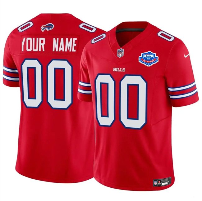 Red Buffalo Bills Active Player Custom 2025 F.U.S.E. With Farewell Patch Vapor Untouchable Limited Stitched Football Jersey - BBN68
