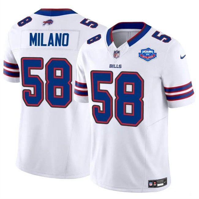 White Buffalo Bills #58 Matt Milano 2025 F.U.S.E. With Farewell Patch Vapor Untouchable Limited Stitched Football Jersey - BBN43