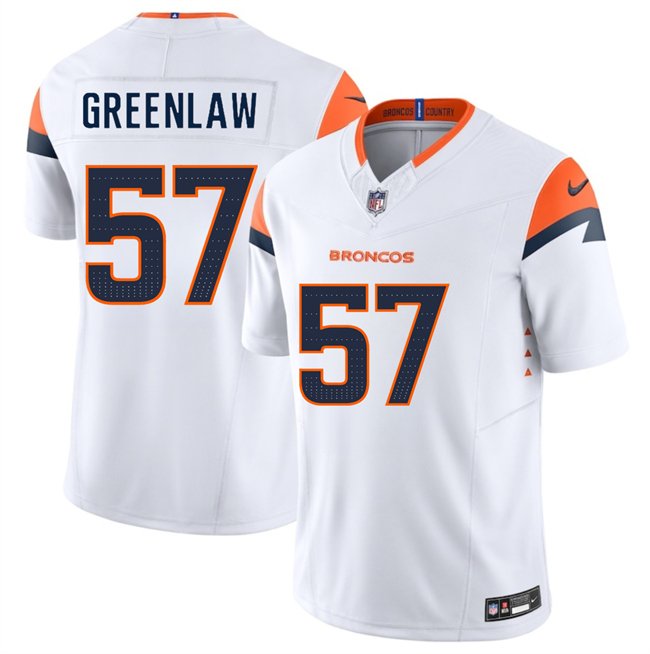 White Orange Denver Broncos #57 Dre Greenlaw 2024 F.U.S.E. Vapor Limited Stitched Football Jersey
