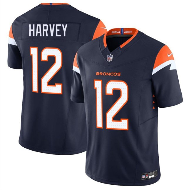 Navy Denver Broncos #12 RJ Harvey F.U.S.E. Vapor Limited Stitched Football Jersey