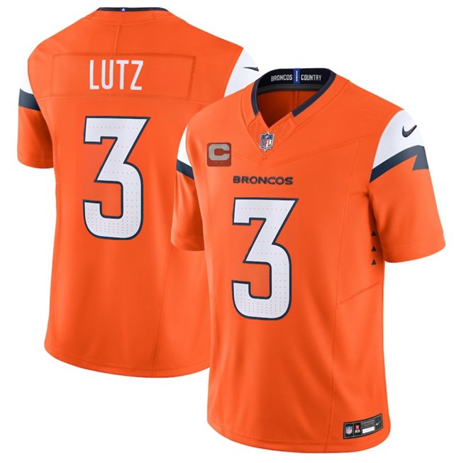 Orange Denver Broncos #3 Wil Lutz 2025 F.U.S.E. With 2-Star C Patch Vapor Limited Stitched Football Jersey
