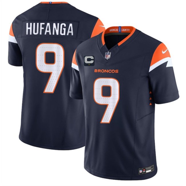 Navy Denver Broncos #9 Talanoa Hufanga 2025 F.U.S.E. With 1-Star C Patch Vapor Limited Stitched Football Jersey