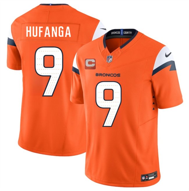 Orange Denver Broncos #9 Talanoa Hufanga 2025 F.U.S.E. With 1-Star C Patch Vapor Limited Stitched Football Jersey