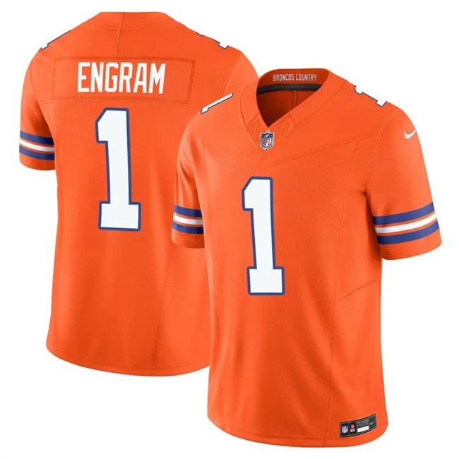 Orange Denver Broncos #1 Evan Engram F.U.S.E. Mile High Collection 1977 Throwback Vapor Limited Stitched Football Jersey