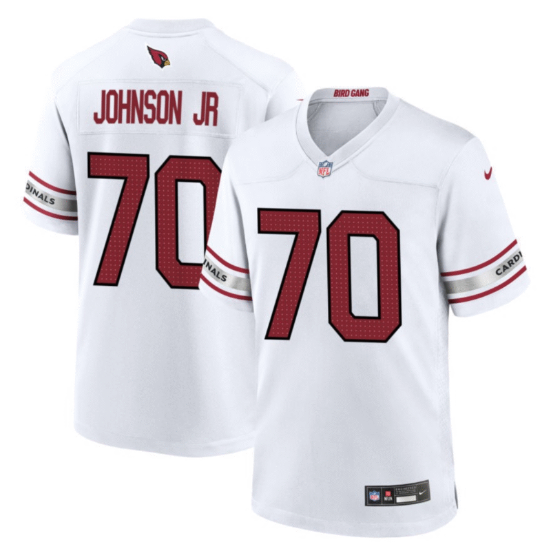 White Arizona Cardinals #70 Paris Johnson Jr 2023 Draft Stitched Game Football Jersey - ACJ340