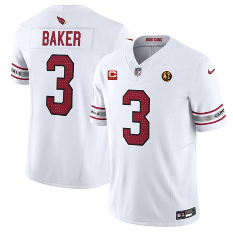 White Arizona Cardinals #3 Budda Baker 2023 F.U.S.E. With 4-Star C Patch And With John Madden Patch Vapor Limited Stitched Football Jersey - ACJ326
