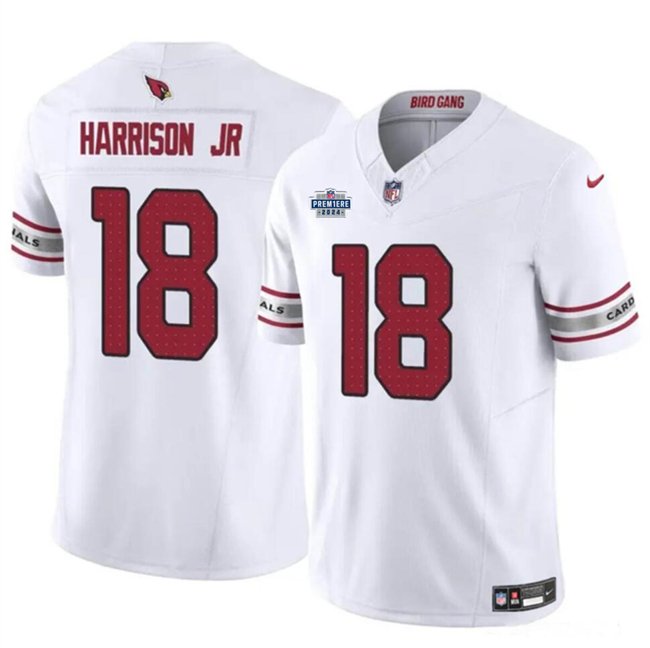 White Arizona Cardinals #18 Marvin Harrison Jr 2024 With Draft Patch F.U.S.E. Vapor Untouchable Limited Stitched Football Jersey - ACJ132
