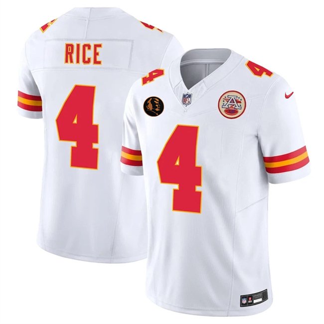 White Kansas City Chiefs #4 Rashee Rice 2025 F.U.S.E. John Madden Patch Vapor Untouchable Limited Stitched Football Jersey - KCJ51