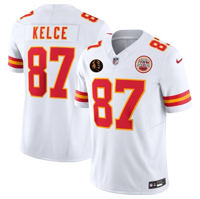 White Kansas City Chiefs #87 Travis Kelce 2025 F.U.S.E. John Madden Patch Vapor Untouchable Limited Stitched Football Jersey - KCJ59