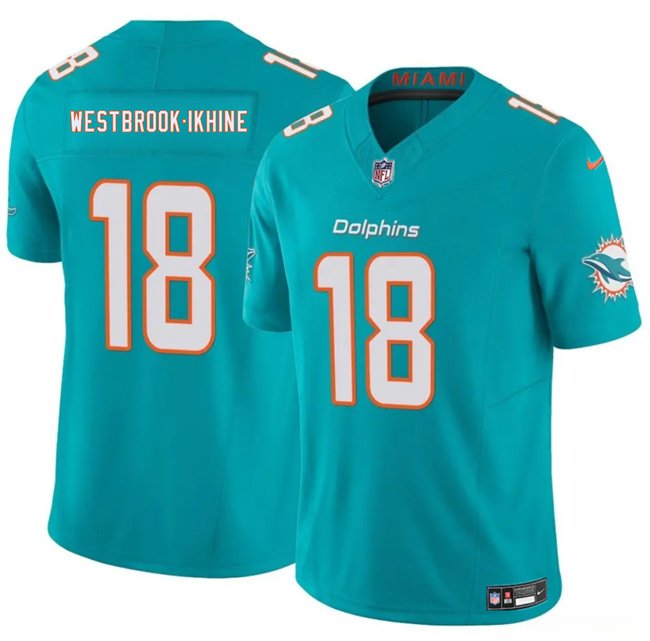 Aqua Miami Dolphins #18 Nick Westbrook-Ikhine 2025 F.U.S.E. Vapor Limited Stitched Football Jersey - MDR21
