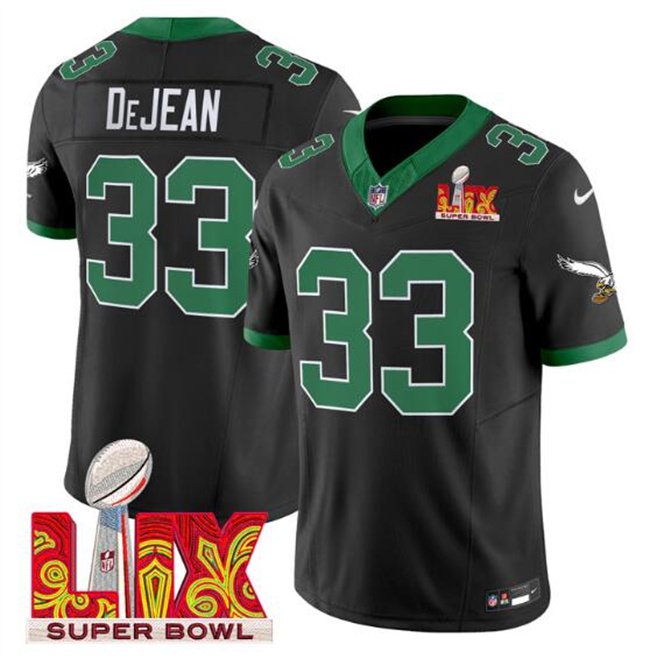 Black Philadelphia Eagles #33 Cooper DeJean 2025 Super Bowl LIX Patch F.U.S.E. Vapor Untouchable Limited Stitched Football Jersey - PEL62