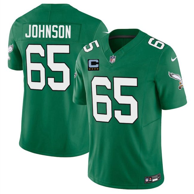 Kelly Green Philadelphia Eagles #65 Lane Johnson 2025 F.U.S.E. With 4-Star C Patch Vapor Untouchable Limited Throwback Stitched Football Jersey - PEL106