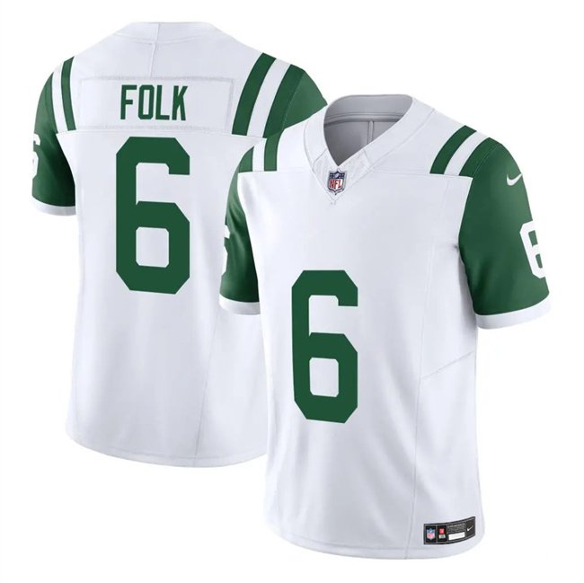 White New York Jets #6 Nick Folk 2025 F.U.S.E. Classic Alternate Vapor Untouchable Limited Stitched Jersey - NYJ03