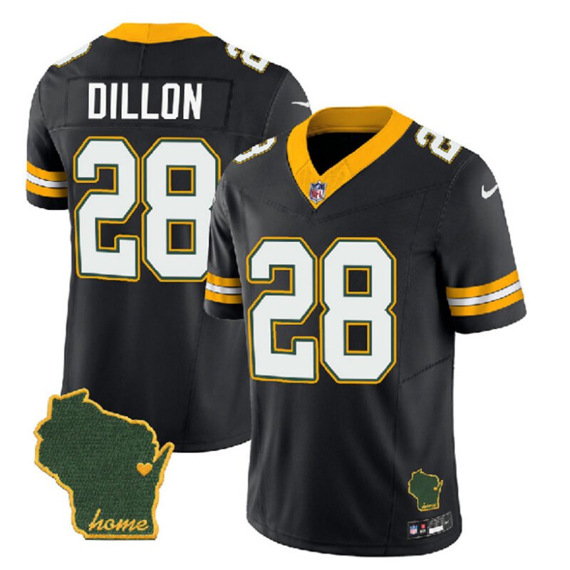 Black Green Bay Packers #28 A.J. Dillon 2023 F.U.S.E. Home Patch Vapor Untouchable Limited Stitched Jersey - GBJ312