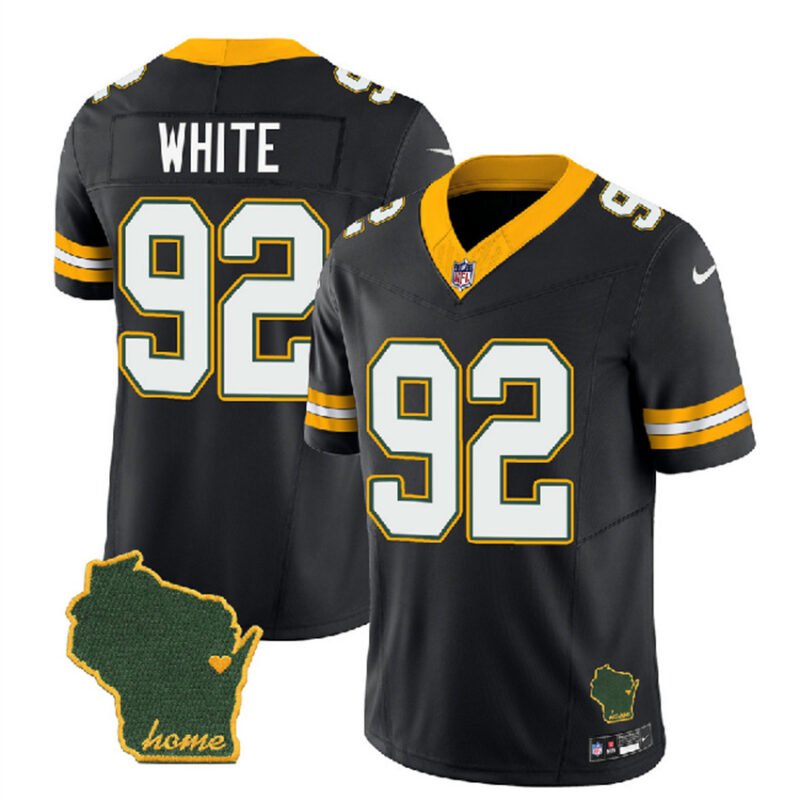 Black Green Bay Packers #92 Reggie White 2023 F.U.S.E. Home Patch Vapor Untouchable Limited Stitched Jersey - GBJ414