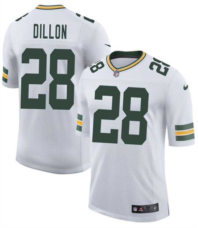 White Green Bay Packers #28 A. J. Dillon 2025 New Vapor Untouchable Limited Stitched Football Jersey - GBJ172