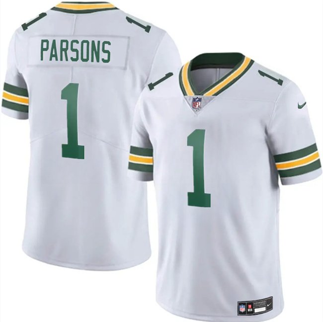 White Green Bay Packers #1 Micah Parsons 2025 Vapor Untouchable Limited Stitched Football Jersey - GBJ613