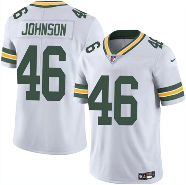 White Green Bay Packers #46 Amar Johnson 2025 Vapor Untouchable Limited Stitched Football Jersey - GBJ354