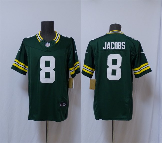 Green Green Bay Packers #8 Josh Jacobs Vapor 2025 F.U.S.E. Limited Stitched Football Jersey - GBJ176