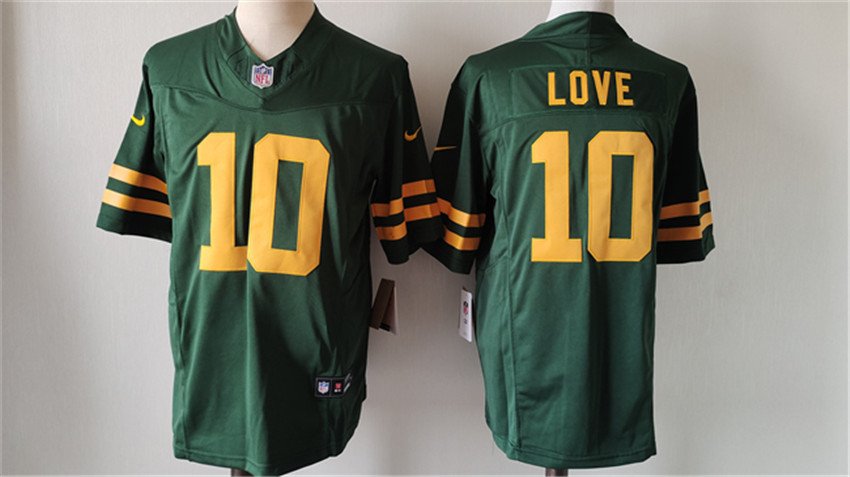 Green Green Bay Packers #10 Jordan Love Color Rush 2023 F.U.S.E. Limited Stitched Football Jersey - GBJ218