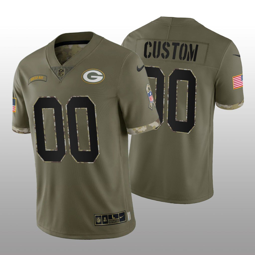 Green Bay Packers ACTIVE PLAYER Custom Olive 2022 Salute To Service Limited Stitched Jersey - GBJ282
