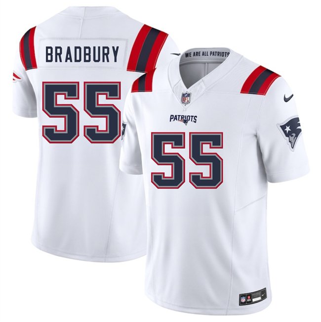 White New England Patriots #55 Garrett Bradbury 2025 F.U.S.E. Vapor Limited Stitched Football Jersey - NEP33