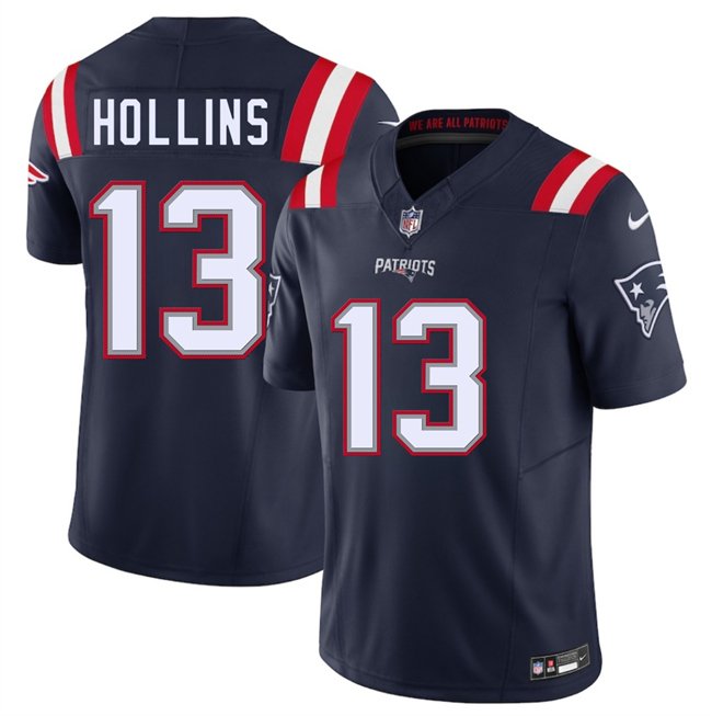 Navy New England Patriots #13 Mack Hollins 2025 F.U.S.E. Vapor Limited Stitched Football Jersey - NEP63