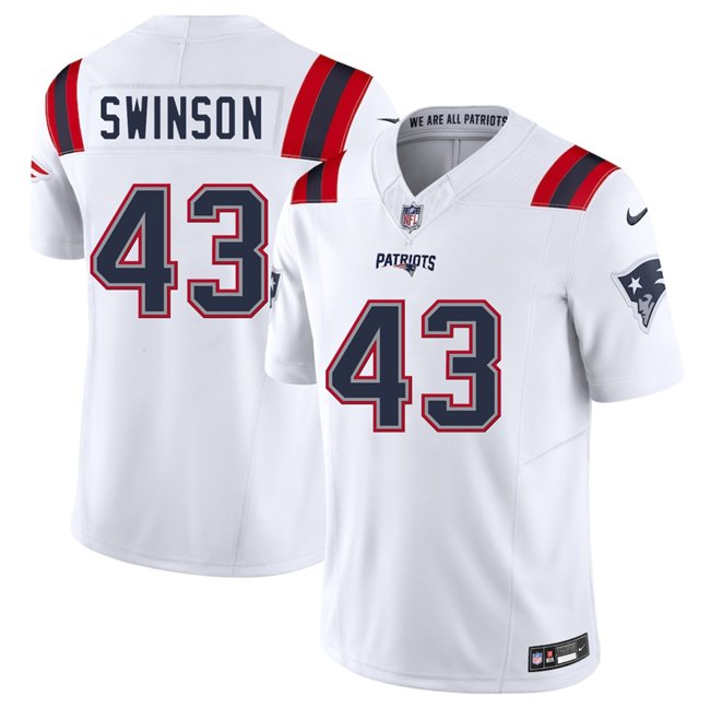 White New England Patriots #43 Bradyn Swinson 2025 F.U.S.E. Vapor Limited Stitched Football Jersey - NEP48