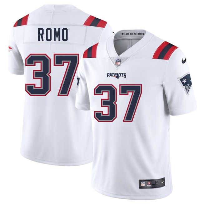 White New England Patriots #37 Parker Romo 2025 Vapor Limited Stitched Football Jersey - NEP02