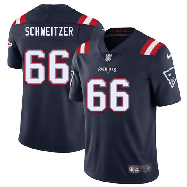 Navy New England Patriots #66 Wes Schweitzer 2025 Vapor Limited Stitched Football Jersey - NEP40